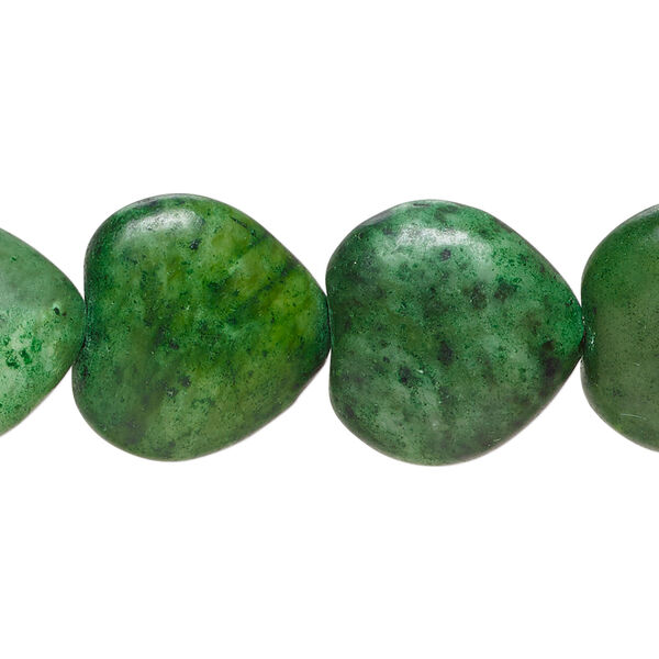 Green marble 1pkg1, puffed heart bead, 15 inch 17x16mm-18x17mm image number 0