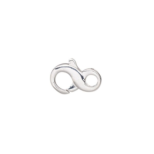 Clasp, lobster claw, sterling silver, 14x9mm infinity. Sold individually. image number 0