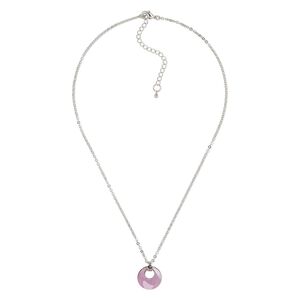 Necklace, Everyday Jewelry™, Crystal Passions® and silver-plated "pewter", lilac shadow, 21x18mm faceted go-go, 17-1/2 inches with 2-1/2 inch extender chain and lobster claw clasp. Sold individually.