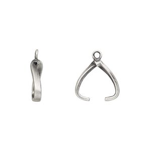 Bail, ice-pick earring, antique silver-plated brass, 12x2mm with 9mm grip length. Sold per pair.