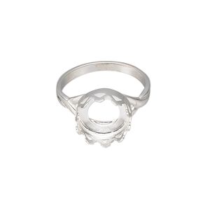 Ring, sterling silver, 11.5mm wide with 10mm round cabochon bezel setting, size 7. Sold individually.