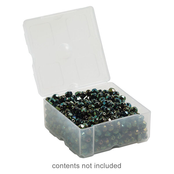 Organizer, Dot Box™, plastic, clear, 2-1/2 x 2-1/2 x 1-1/4 inch rectangle with pop-up lid. Sold individually. image number 0
