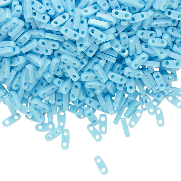 Seed bead, TILA®, glass, pkg/250g, 5x1.2mm quarter tila rectangle, opaque robin's egg blue, (QTL-413). image number 0