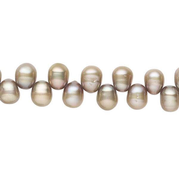 Freshwater pearl 1pkg1, top-drilled rice, 15.5-16 inch pewter 6x5mm-8x5mm cultured image number 0