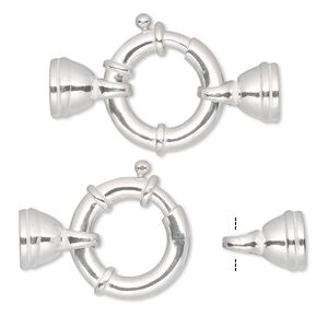 Springring 1pkg1 sterling silver, 36x20mm / fits 7.5mm cord, clasp 1-strand
