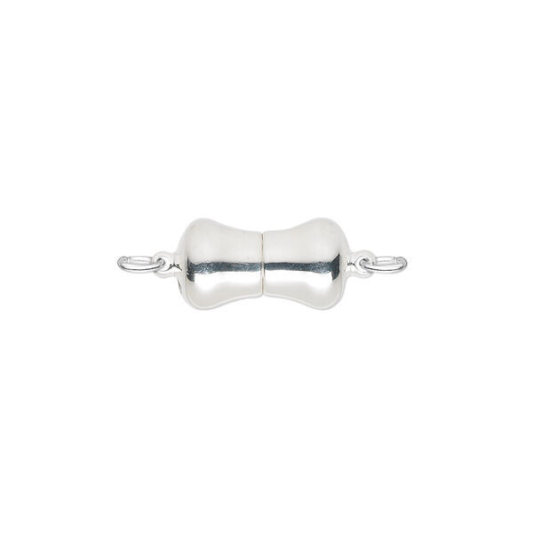 Clasp, magnetic, sterling silver, 13x8mm double bell. Sold individually. image number 0
