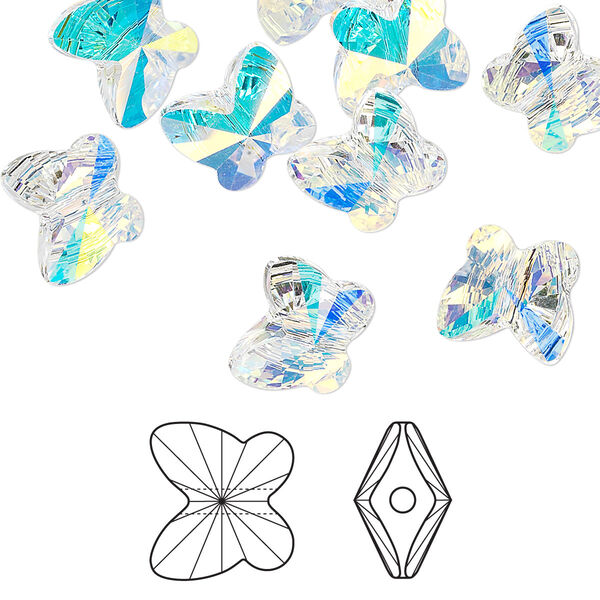 Bead 288pk crystal AB, Swarovski® 10x9mm butterfly 5754 image number 0