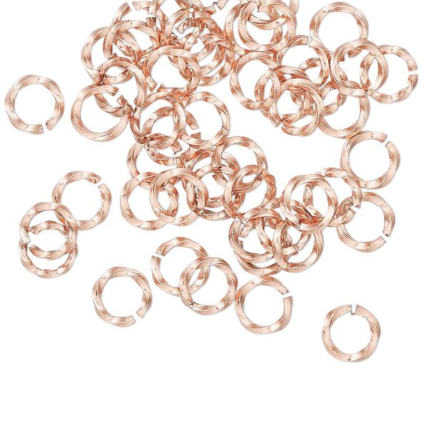 Jump ring, copper, 6mm hand-cut twisted round, 4.2mm inside diameter, 18 gauge. Sold per pkg of 50. image number 0