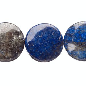Lapis lazuli 1pkg1, twisted flat round bead 15 inch 20mm