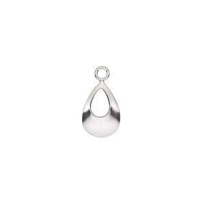 Drop, sterling silver, 12x9mm open teardrop. Sold per pkg of 2.