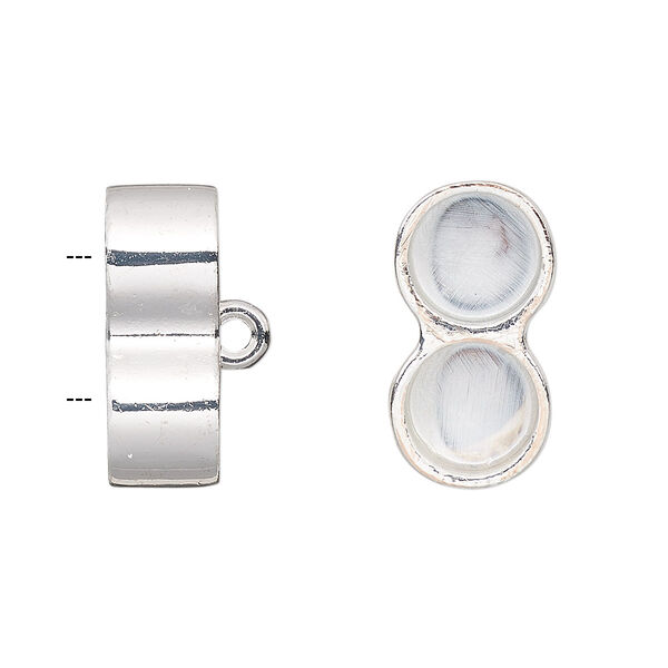 Cord end, glue-in, silver-finished "pewter" (zinc-based alloy), 20x10.5mm 2-strand barrel, 8mm inside diameter. Sold per pkg of 2. image number 0