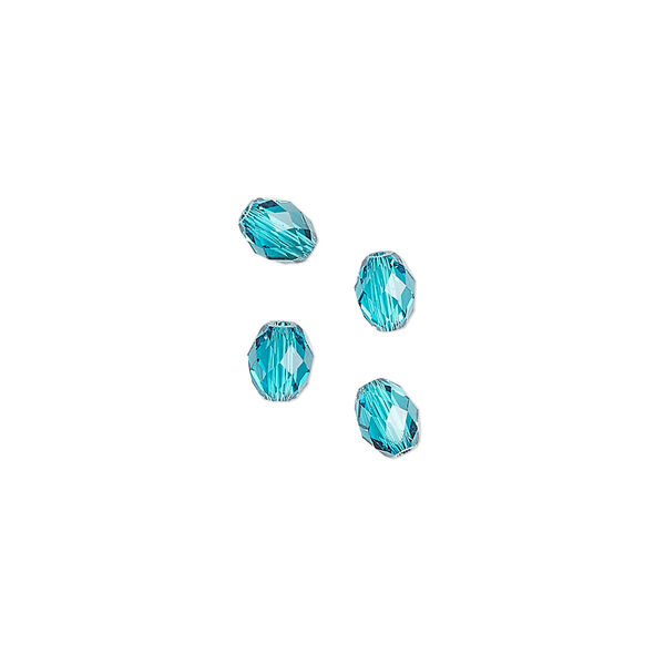 Bead 4pk blue zircon, Crystal Passions® 5x4mm olive briolette 5044 image number 0