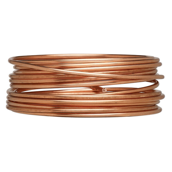 Wire, Zebra Wire™, natural copper, round, 12 gauge. Sold per 3-yard coil. image number 0