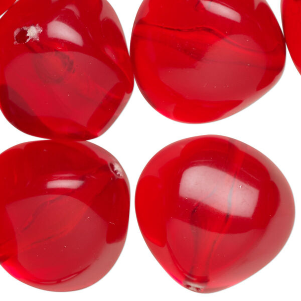 Bead, acrylic, translucent red, nugget. Sold per 8-ounce pkg, approximately 35 beads. image number 0