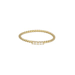 Ring, Create Compliments®, cubic zirconia and gold-plated sterling silver, clear, 1.5mm wide twisted, size 7. Sold individually.