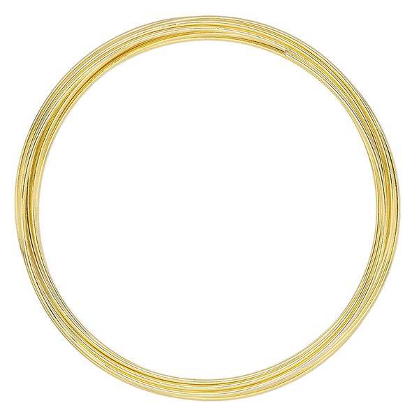 Memory wire, gold-plated high carbon steel, 1-3/4 inch bracelet, 0.7mm thick. Sold per pkg of 12 loops. image number 0