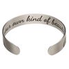 Bracelet cuff 1pkg1 silver-finished brass, black, 12mm wide with mermaid on outside / "Be your own kind of beautiful" on inside. image number 1