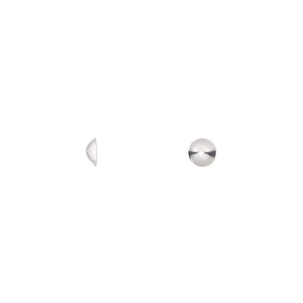 Bead cap, sterling silver, 3.5x1.5mm round, fits 3.5-5.5mm bead, Sold per pkg of 20. image number 0