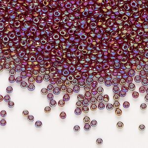 Seed bead, Miyuki, glass, pkg/250g, #11 rocaille, opaque rainbow currant (RR-3470).