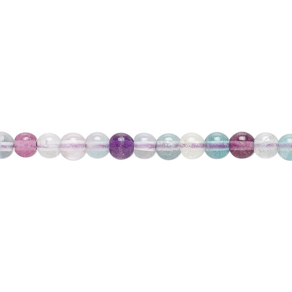 Bead, rainbow fluorite (natural), 4mm round, B grade, Mohs hardness 4. Sold per 15-1/2" to 16" strand. image number 0