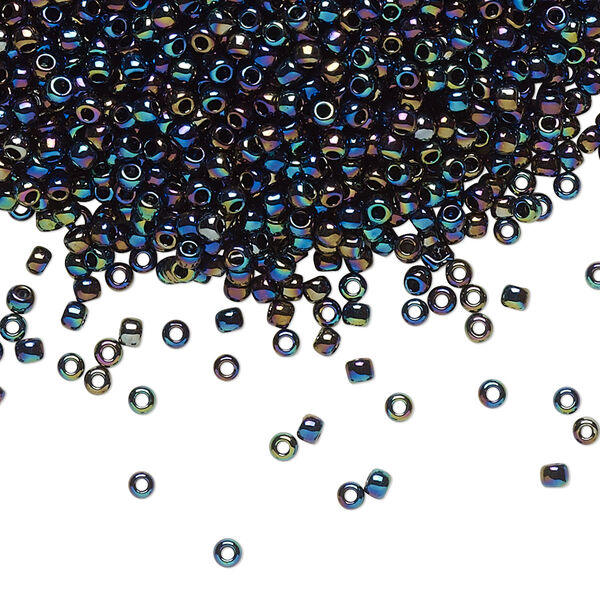 Seed bead, TOHO BEADS®, glass, pkg/250g, #11 round, opaque metallic rainbow iris multicolored (TR-11-86). image number 0