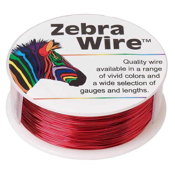 Wire, Zebra Wire™, color-coated copper, red, round, 26 gauge. Sold per 1/4 pound spool, approximately 115 yards. image number 0