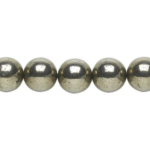 Pyrite 1pkg1, round bead 15.5-16 inch 10mm