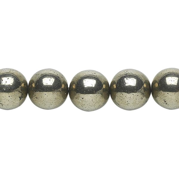 Pyrite 1pkg1, round bead 15.5-16 inch 10mm image number 0