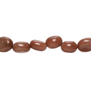 Brown goldstone (glass) 1pkg1, pebble bead, 15 inch small to medium