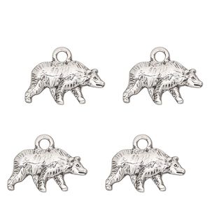 Charm, antique silver-finished "pewter" (zinc-based alloy) , 17x9mm single-sided bear. Sold per pkg of 4.
