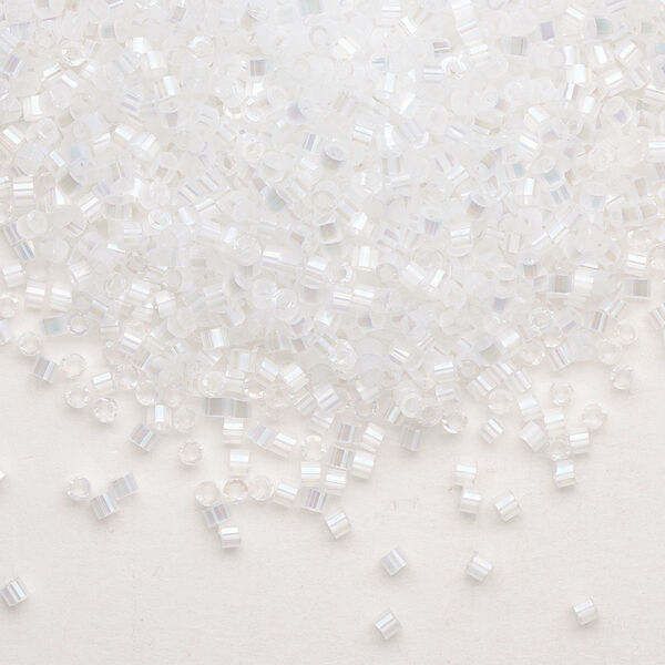 Seed bead, Delica®, glass, pkg/7.5g, #11 round, opaque silk satin rainbow crystal white (DB-0670). image number 0