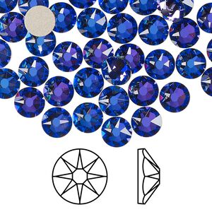 Flat back 288pk crystal heliotrope foil back, Swarovski® 6.32-6.5mm rose round SS30 2088