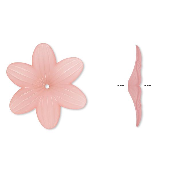 Component, acrylic, frosted pink, 48x7mm flower. Sold per pkg of 10. image number 0