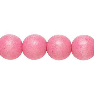 Bead 1pkg1, Taiwanese cheesewood (dyed / waxed), light pink, 11-12 round, 15-1/2 to 16 inches.