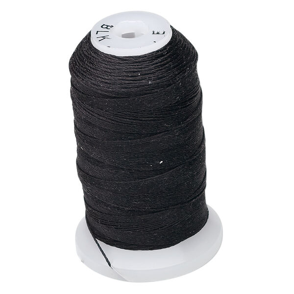 Thread, Purely Silk™, 3-ply, black, size E. Sold per 200-yard spool. image number 0
