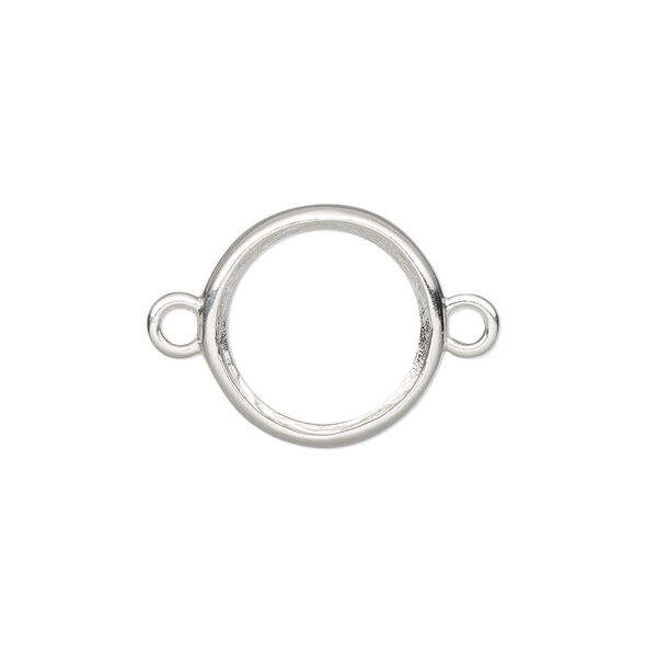 Link, Almost Instant Jewelry®, sterling silver, 16mm round with open back and 14mm rivoli setting. Sold individually. image number 0