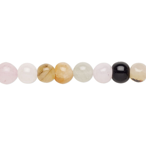 Bead, multi-gemstone and glass (natural / dyed / heated / irradiated / man-made), 5-7mm hand-cut round, C- grade, Mohs hardness 3 to 7. Sold per 12-inch strand. image number 0