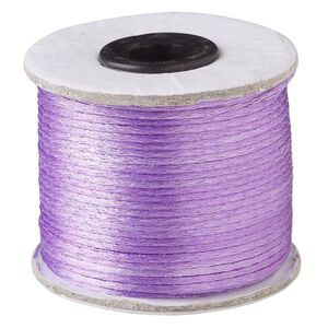 Cord, Satinique™, satin, lavender, 1mm. Sold per 200-foot spool.