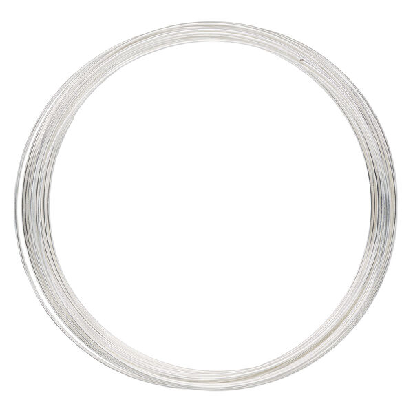 Memory wire, silver-plated carbon steel, 3-5/8 inch necklace, 0.65-0.75mm thick. Sold per 1-ounce pkg, approximately 30 loops. image number 0