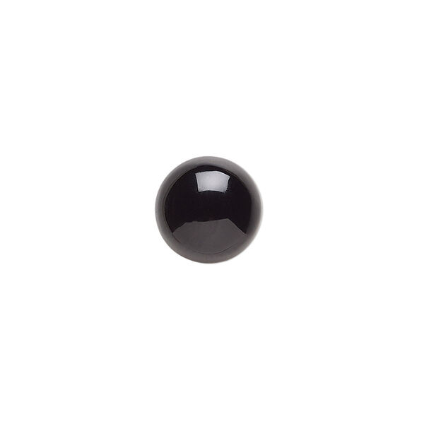 Cabochon, black onyx (dyed), 10mm calibrated round, B grade, Mohs hardness 6-1/2 to 7. Sold per pkg of 10. image number 0