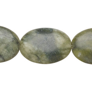 Green serpentine 1pkg1, puffed oval bead natural, 15 inch 24x18mm-25x18mm