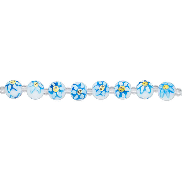 Bead, glass 1pkg8, multicolored, 12mm hand-painted round. image number 1