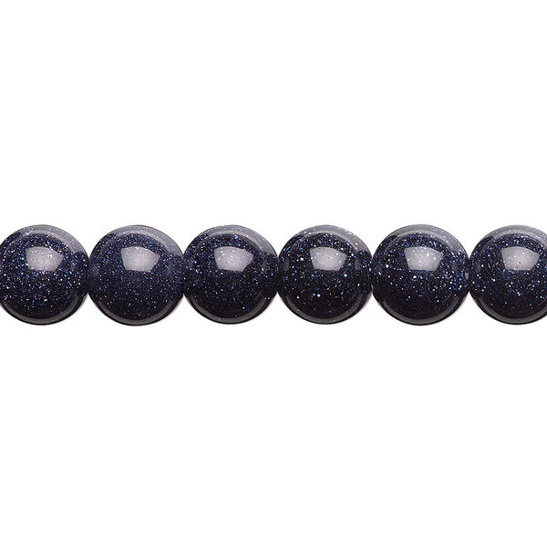 Bead, blue goldstone (glass) (man-made), 8mm round. Sold per 15-1/2" to 16" strand. image number 0