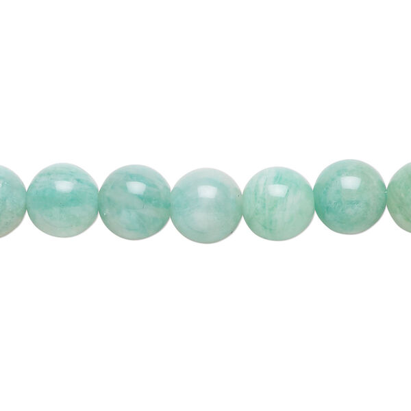 Bead, African amazonite (natural), 8mm round, B+ Grade, Mohs hardness 6 to 6-1/2. Sold per 15-1/2" to 16" strand, approximately 52 beads. image number 0