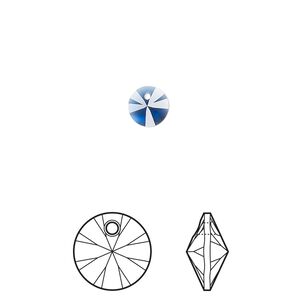 Drop 720pk dark sapphire, Swarovski® ReCreated™ 6mm pendant mini disk 6428