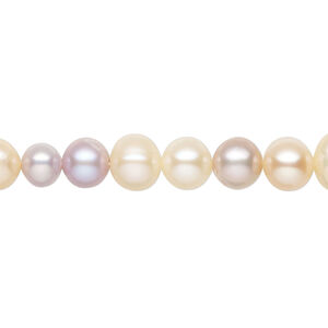 Pearl 1pkg1 freshwater, 7-7.5mm semi-round potato 15.5-16 inch cultured mixed colors