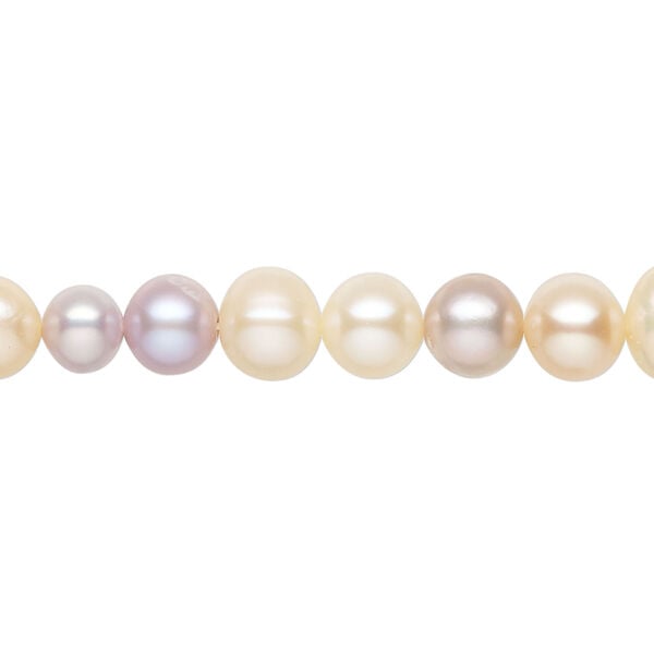 Pearl 1pkg1 freshwater, 7-7.5mm semi-round potato 15.5-16 inch cultured mixed colors image number 0