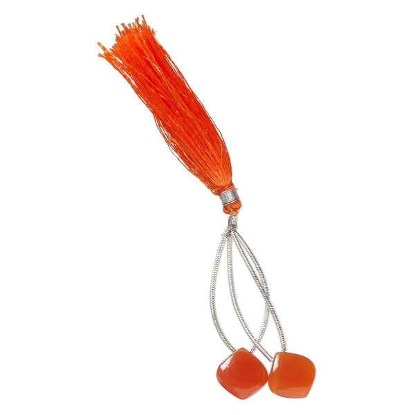 Carnelian 1pkg2, hand-cut top-drilled puffed teardrop bead B grade, 14x14mm image number 1