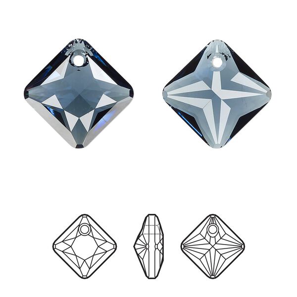 Drop 1pk Montana, Crystal Passions® 16mm pendant princess cut 6431 image number 0