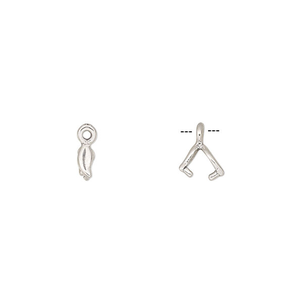 Bail, JBB Findings, ice-pick, antiqued sterling silver, 5x2mm fancy leaf, 3mm grip length. Sold per pkg of 2. image number 0